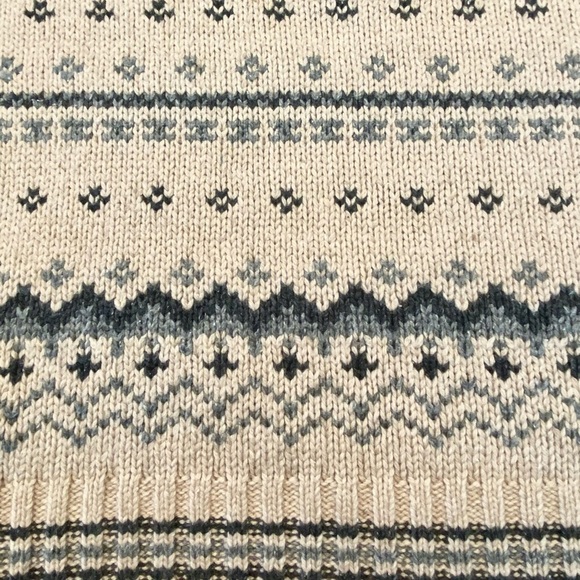 North Crest Men’s Cotton Fair Isle Sweater Blue and Cream Size   XL - Picture 4 of 7